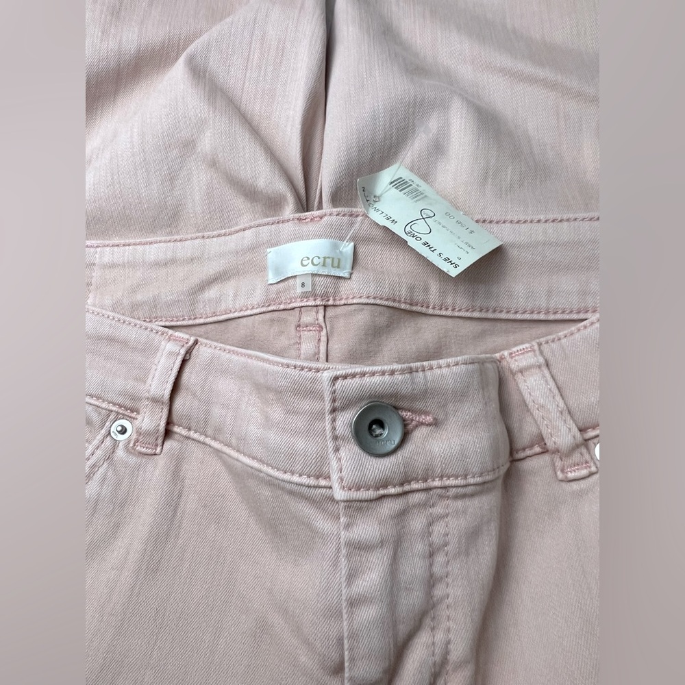 Ecru pink denim ankle pants